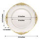 13 Inch Round Clear Charger Plates with Gold Embossed Baroque Rim Design 6 Pack