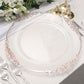 Embossed Baroque And Antique Rim Design On Clear Rose Gold 13 Inch Charger Plates 6 Pack