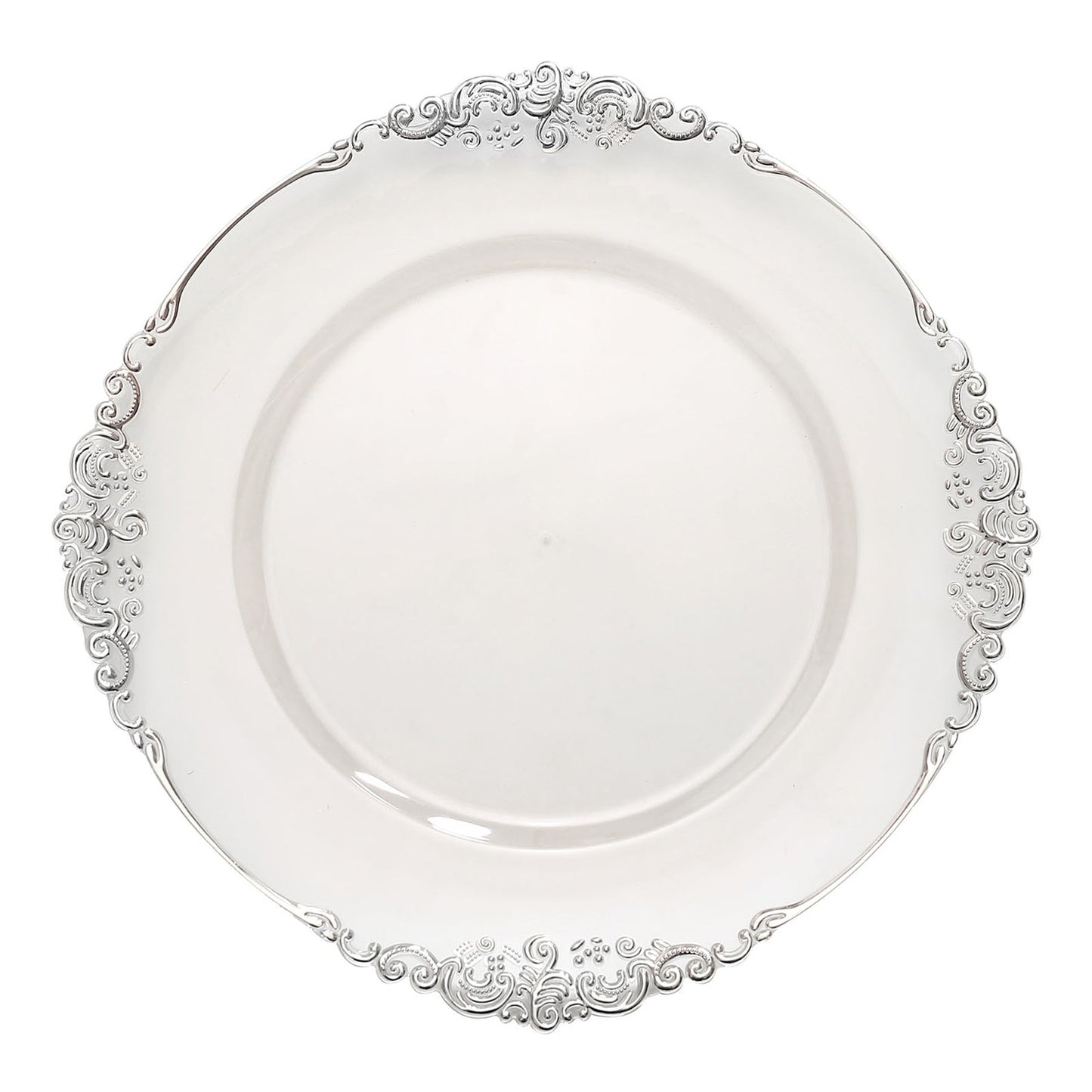 10 Inch Size Clear Color Gold Leaf Embossed Rim Round Plates#whtbkgd