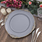 10 Inch Size Charcoal Gray Plastic Plates With Gold Leaf Embossed Rim Plates