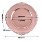 6 Pack | 13inch Rose Gold Embossed Baroque Round Charger Plates With Antique Design Rim