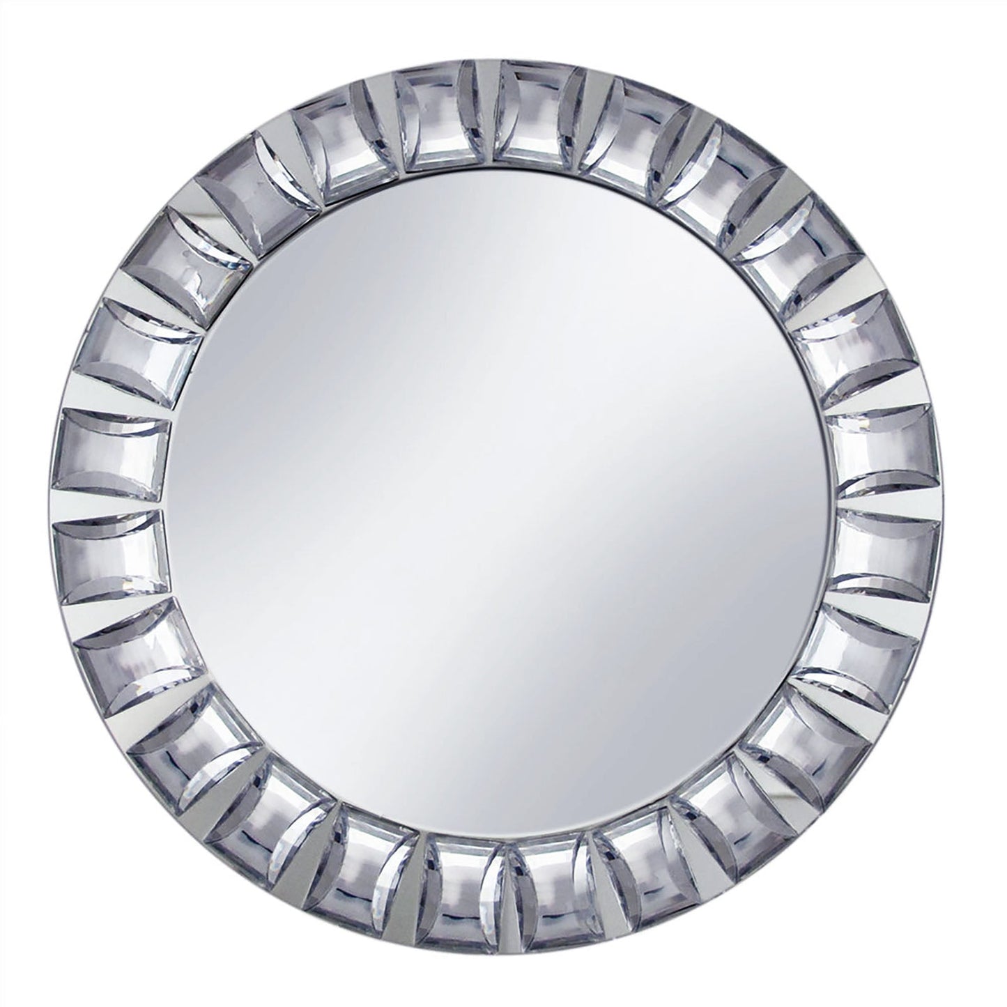 Silver jeweled rim glass mirror charger plate, 13 inches, set of 2.
