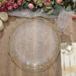 8 Pack Of Glass Charger Plates Gold Scalloped Rim Sunflower Design 13 Inch