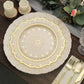 13" gold ornate glass serving plate with intricate design.