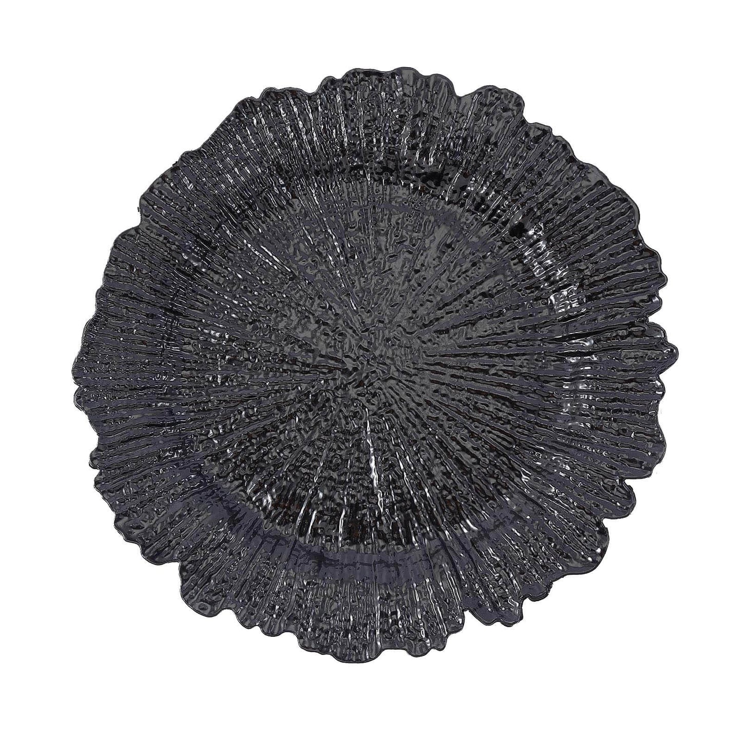 Acrylic Plastic 13 Inch Round Reef Black Charger Plates 6 Pack#whtbkgd