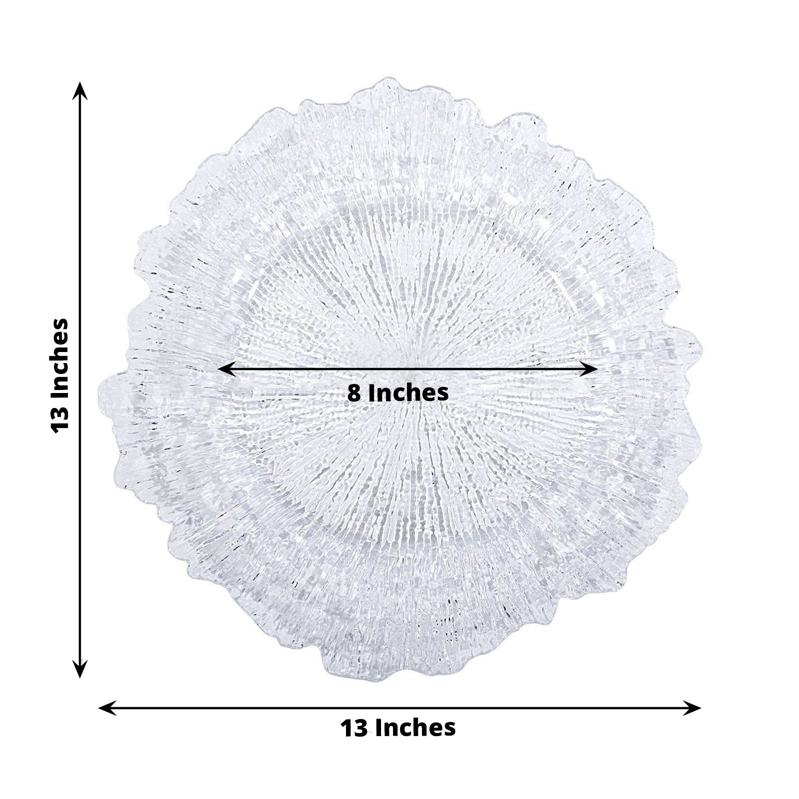 6 Pack 13 Inch Round Reef Clear Acrylic Plastic Charger Plates