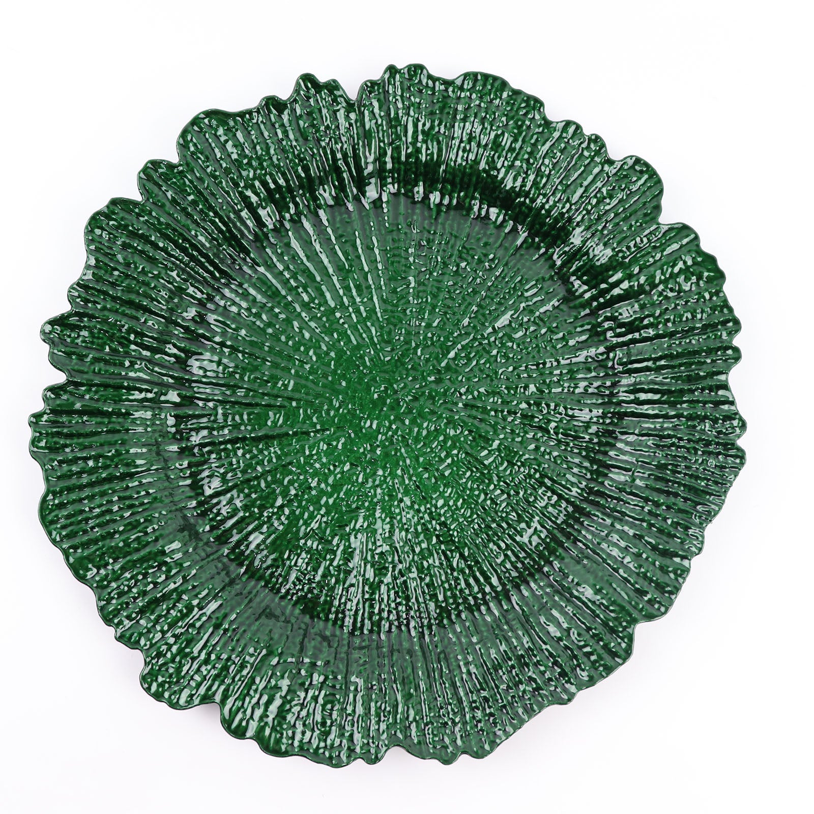 Round Hunter Emerald Green Reef Charger Plates 13 Inch Acrylic Plastic 6 Pack#whtbkgd