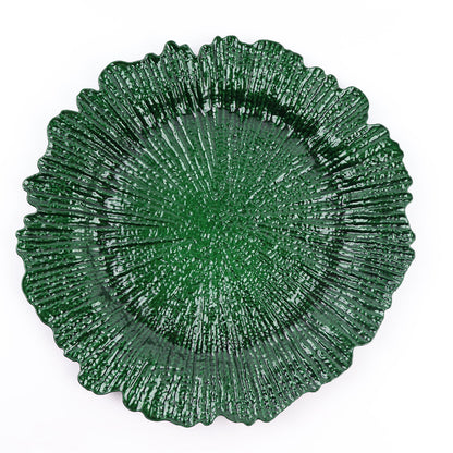 Round Hunter Emerald Green Reef Charger Plates 13 Inch Acrylic Plastic 6 Pack#whtbkgd