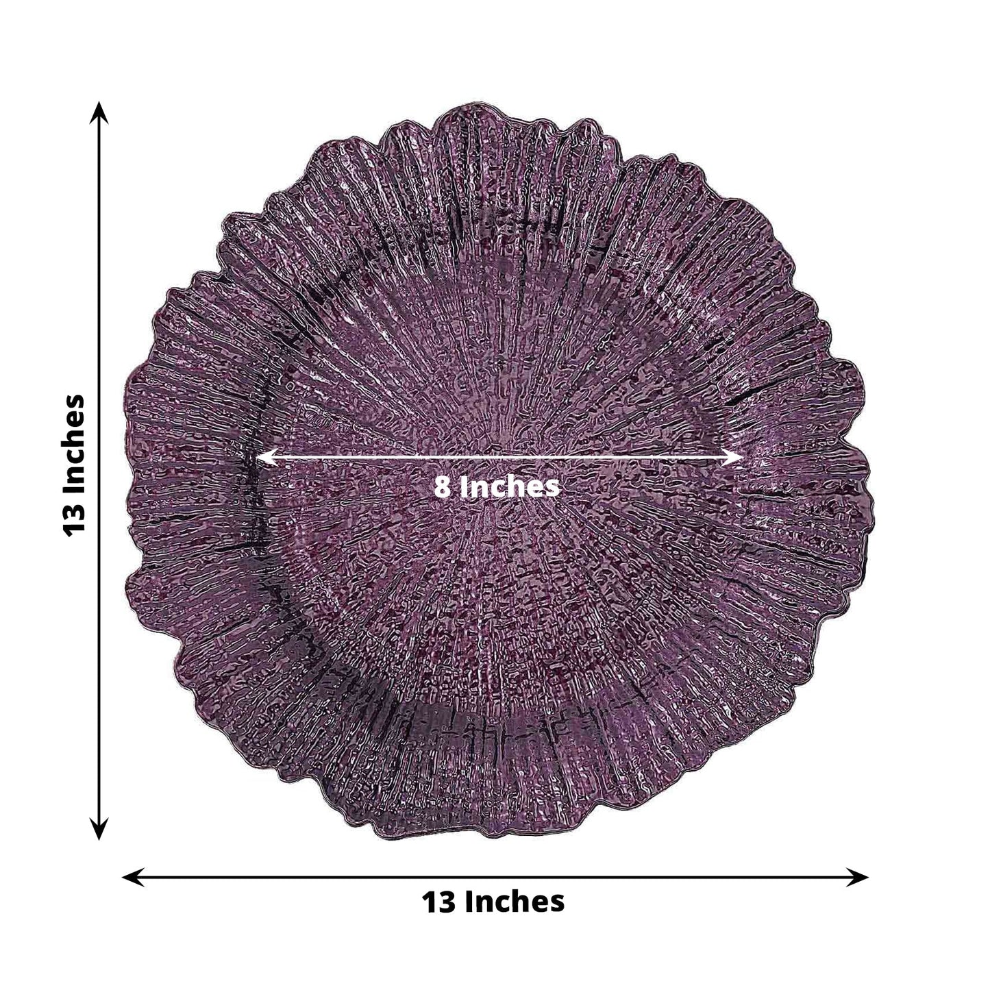 6 Pack 13 Inch Round Reef Purple Acrylic Plastic Charger Plates