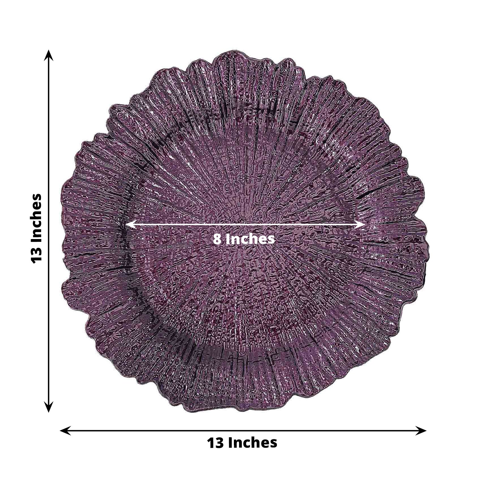 6 Pack 13 Inch Round Reef Purple Acrylic Plastic Charger Plates