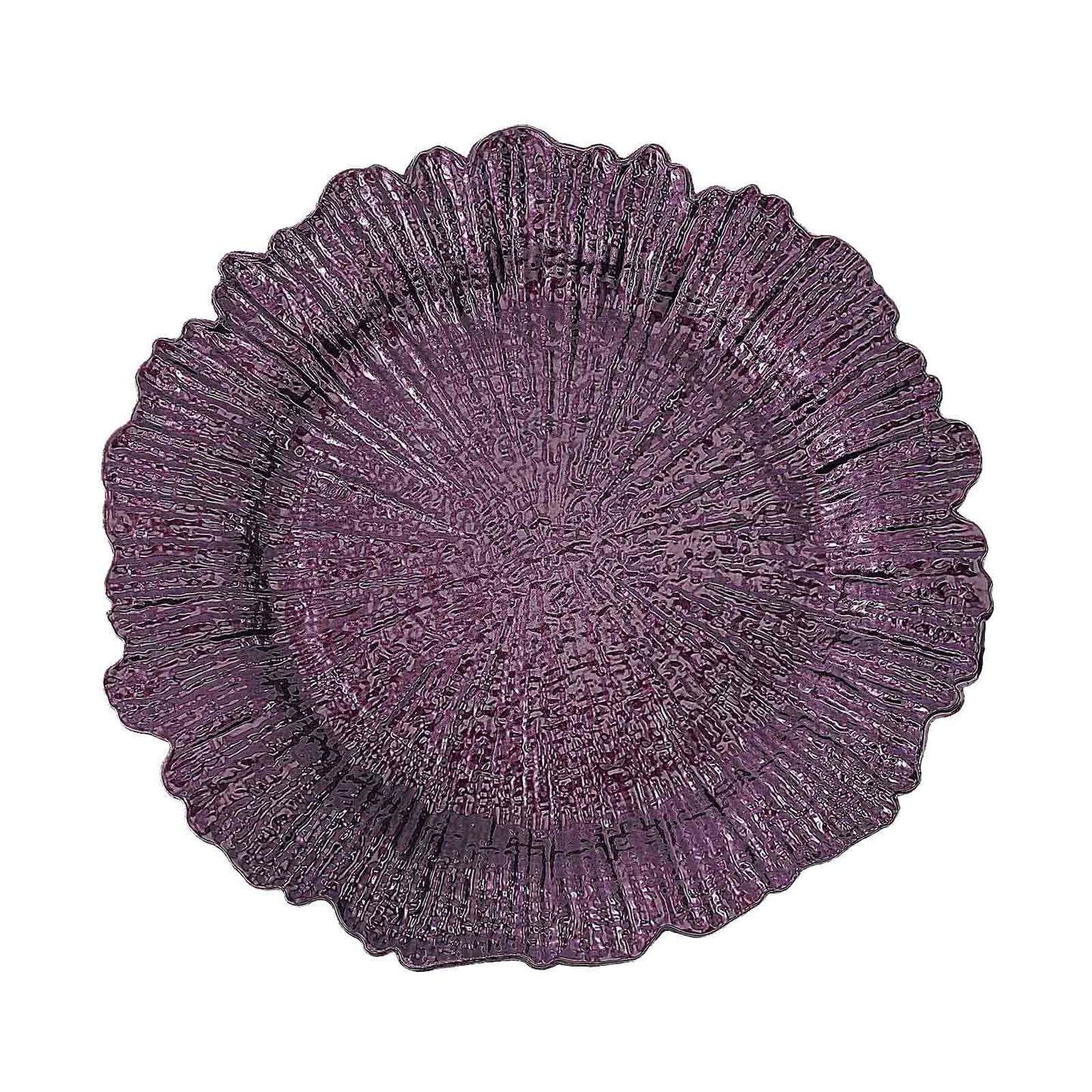 Acrylic Plastic 13 Inch Round Reef Purple Charger Plates 6 Pack#whtbkgd
