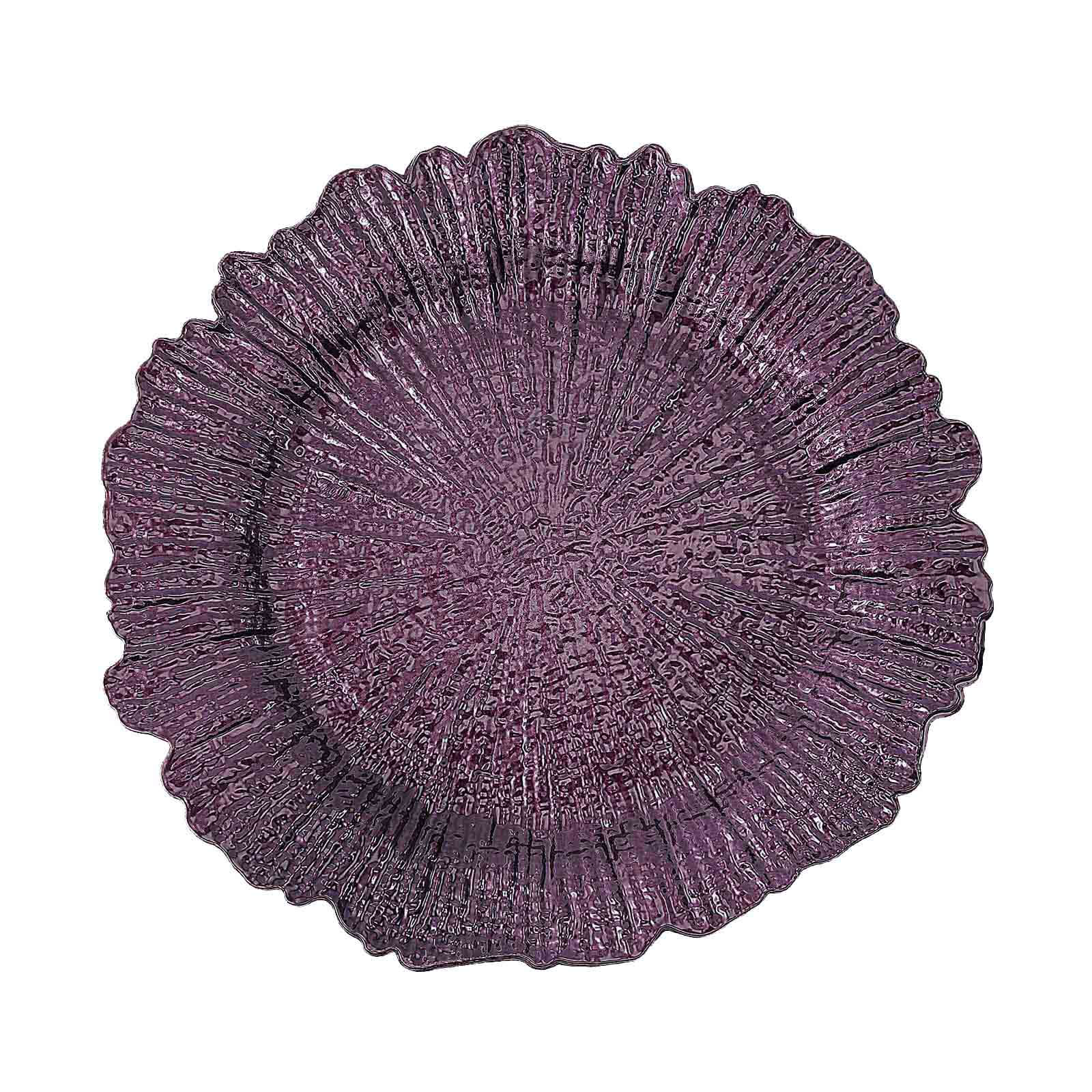 Acrylic Plastic 13 Inch Round Reef Purple Charger Plates 6 Pack#whtbkgd