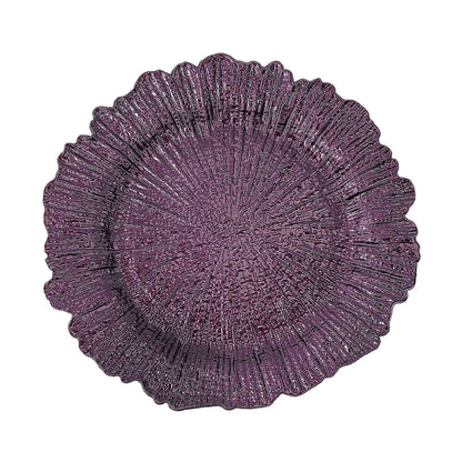 Acrylic Plastic 13 Inch Round Reef Purple Charger Plates 6 Pack#whtbkgd