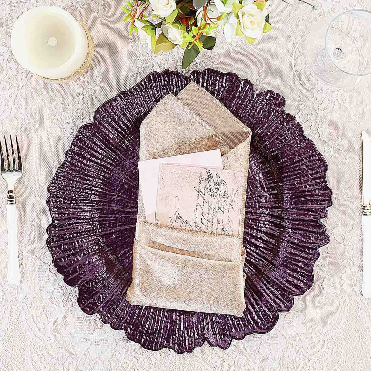 Purple Round Reef Acrylic Plastic Charger Plates 13 Inch in 6 Pack