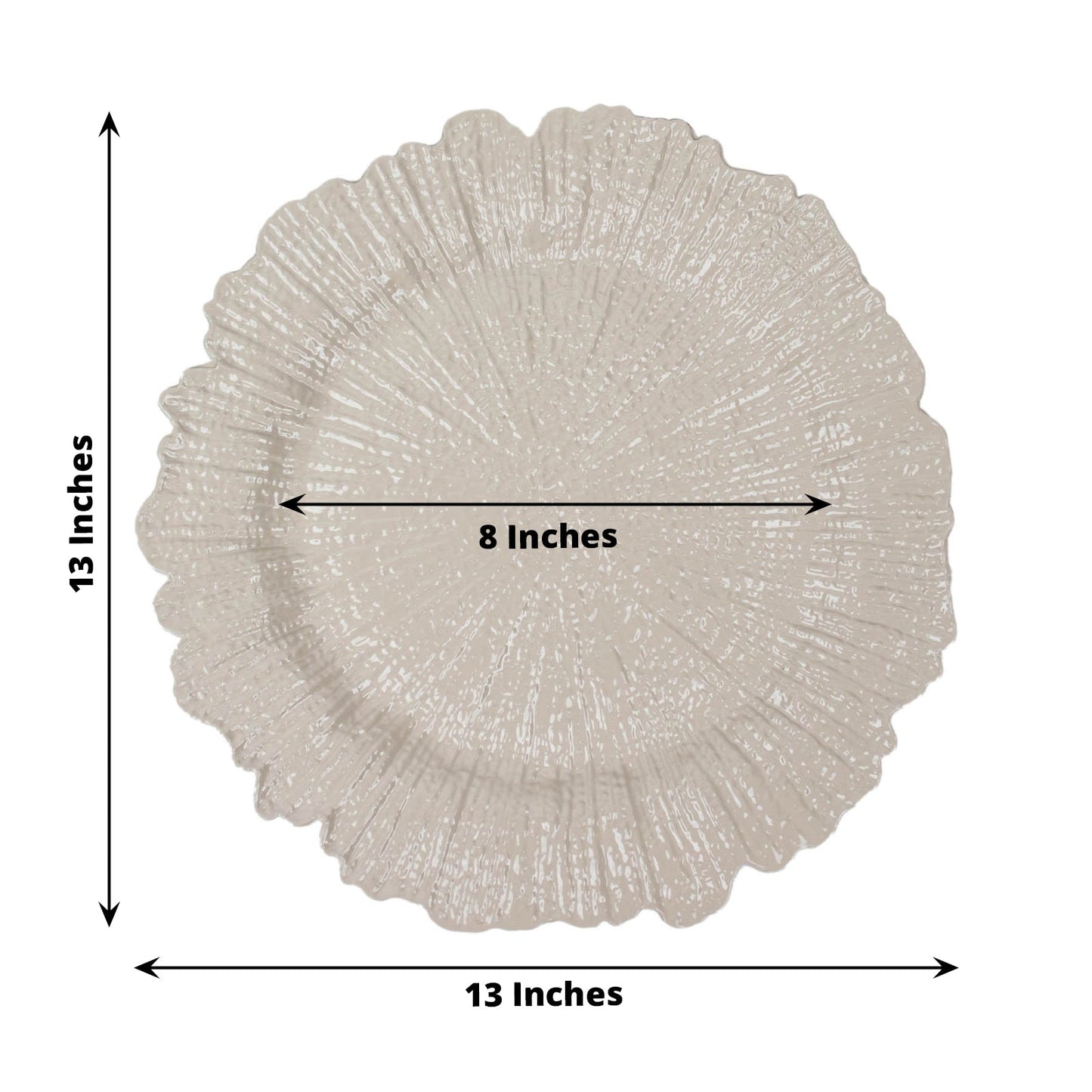 6 Pack | 13inch Taupe Round Reef Acrylic Plastic Charger Plates, Dinner Charger Plates