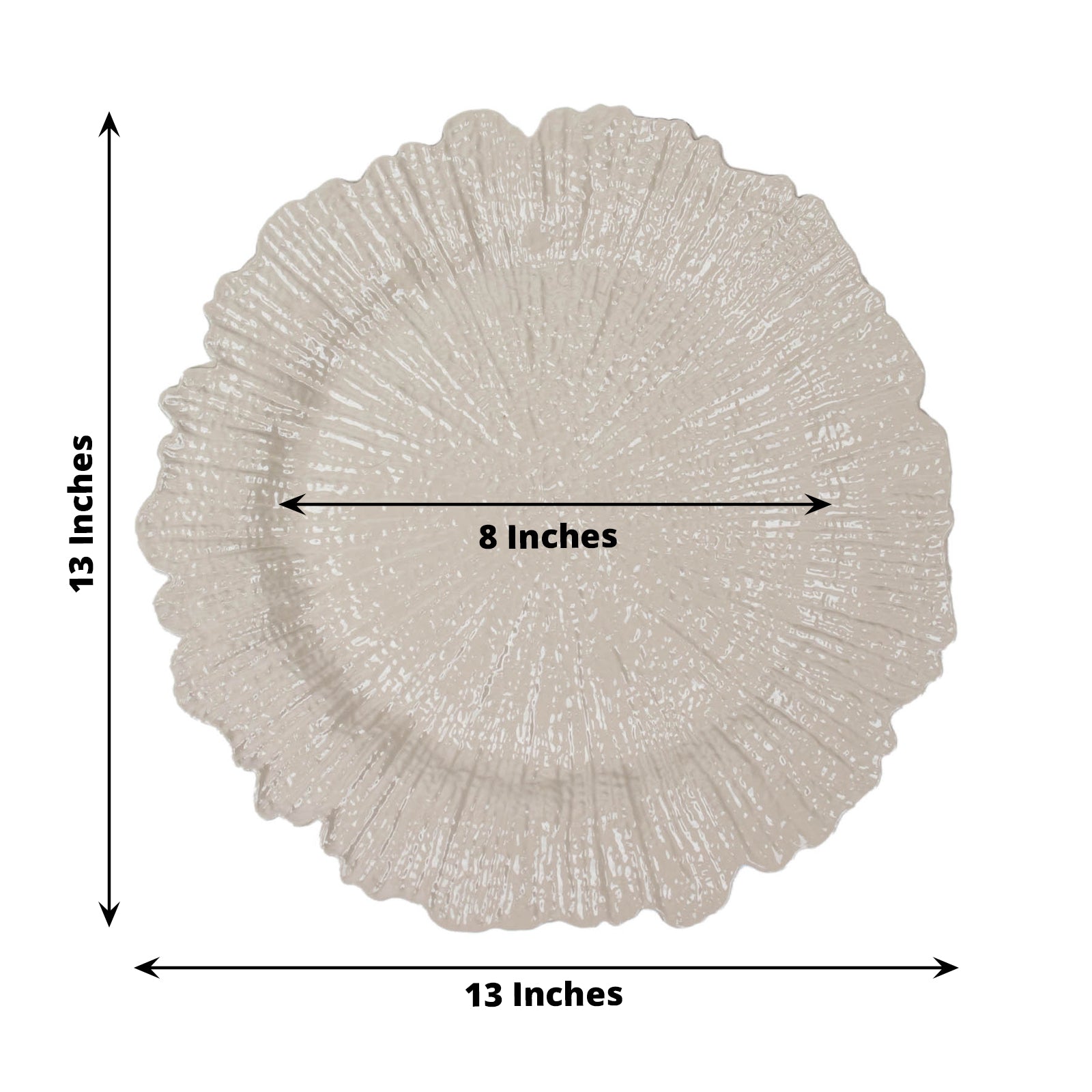 6 Pack | 13inch Taupe Round Reef Acrylic Plastic Charger Plates, Dinner Charger Plates