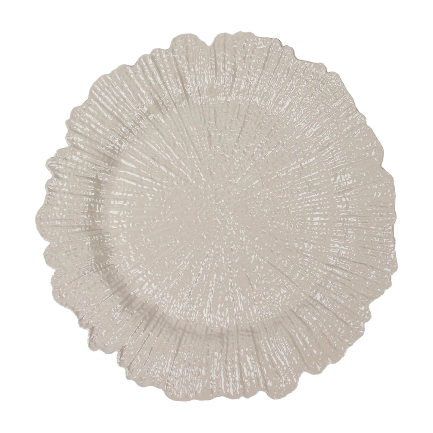 6 Pack | 13inch Taupe Round Reef Acrylic Plastic Charger Plates, Dinner Charger Plates#whtbkgd