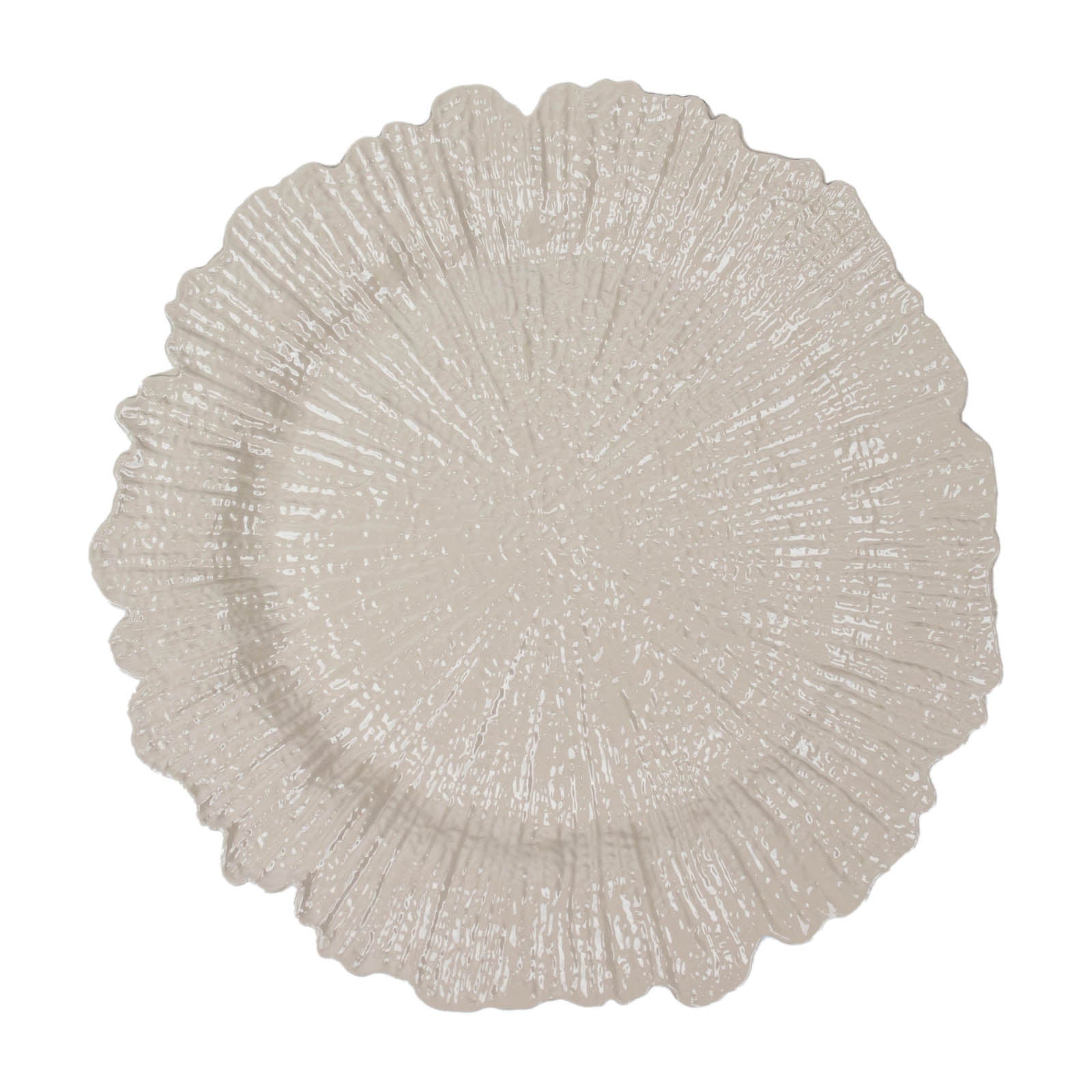 6 Pack | 13inch Taupe Round Reef Acrylic Plastic Charger Plates, Dinner Charger Plates#whtbkgd