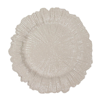 6 Pack | 13inch Taupe Round Reef Acrylic Plastic Charger Plates, Dinner Charger Plates#whtbkgd