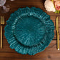 Round 13 Inch Peacock Teal Charger Plates With Reef Design Set of 6