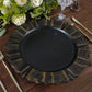 6 Pack of 13 Inch Matte Black Acrylic Round Charger Plates with Gold Brushed Wavy Scalloped Rim