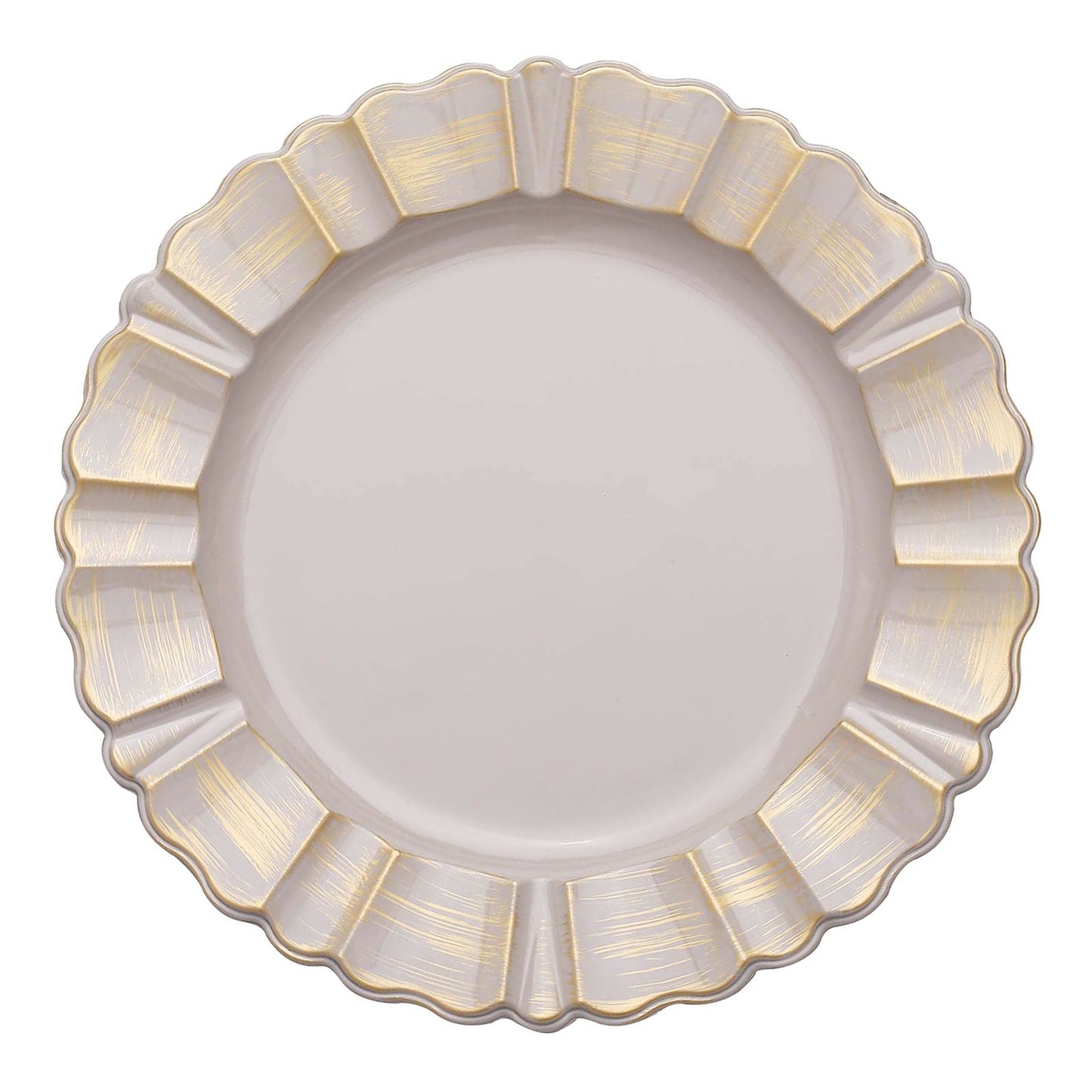 Gold Rimmed 13 Inch Round Nude Taupe Charger Plates 6 Pack#whtbkgd