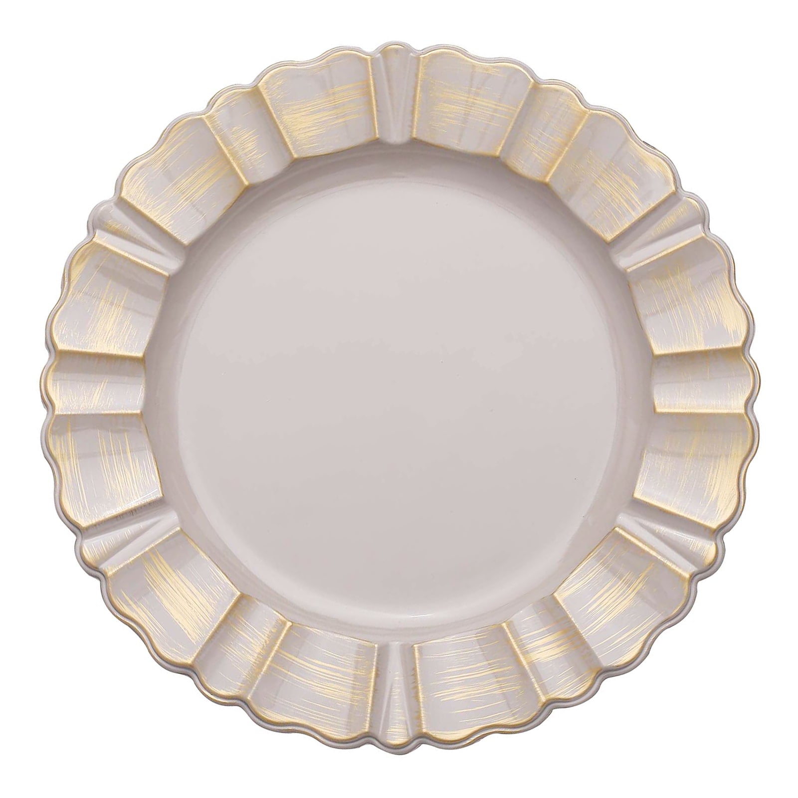 Gold Rimmed 13 Inch Round Nude Taupe Charger Plates 6 Pack#whtbkgd