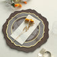 6 Pack | 13inch Rustic Brown Embossed Wood Grain Acrylic Charger Plates with Scalloped Rim