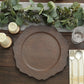 6 Pack | 13" Rustic Brown Embossed Wood Grain Acrylic Charger Plates with Scalloped Rim
