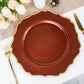6 Pack | 13inch Terracotta / Gold Scalloped Rim Acrylic Charger Plates