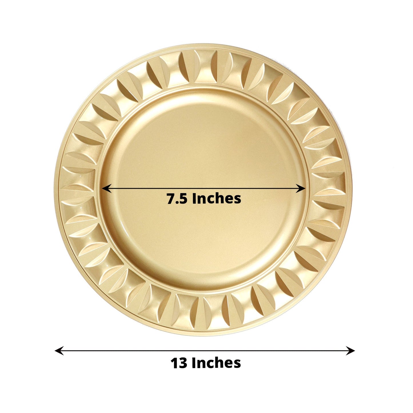 Gold Hard Plastic Plates With Bejeweled Rim Round Charger Plates In 13 Inch Size