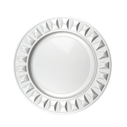 Silver Hard Plastic Plates In 13 Inch Size With Bejeweled Rim Round Charger Plates#whtbkgd