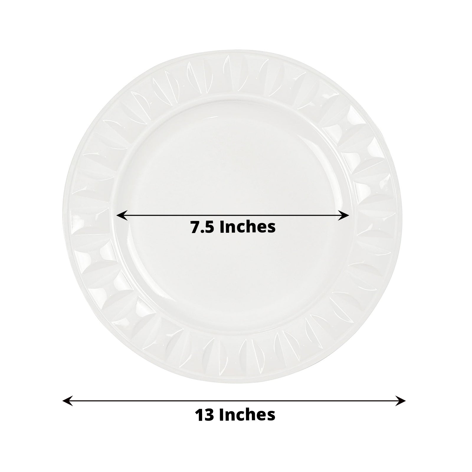 White Hard Plastic Plates With Bejeweled Rim Round Charger Plates In 13 Inch Size