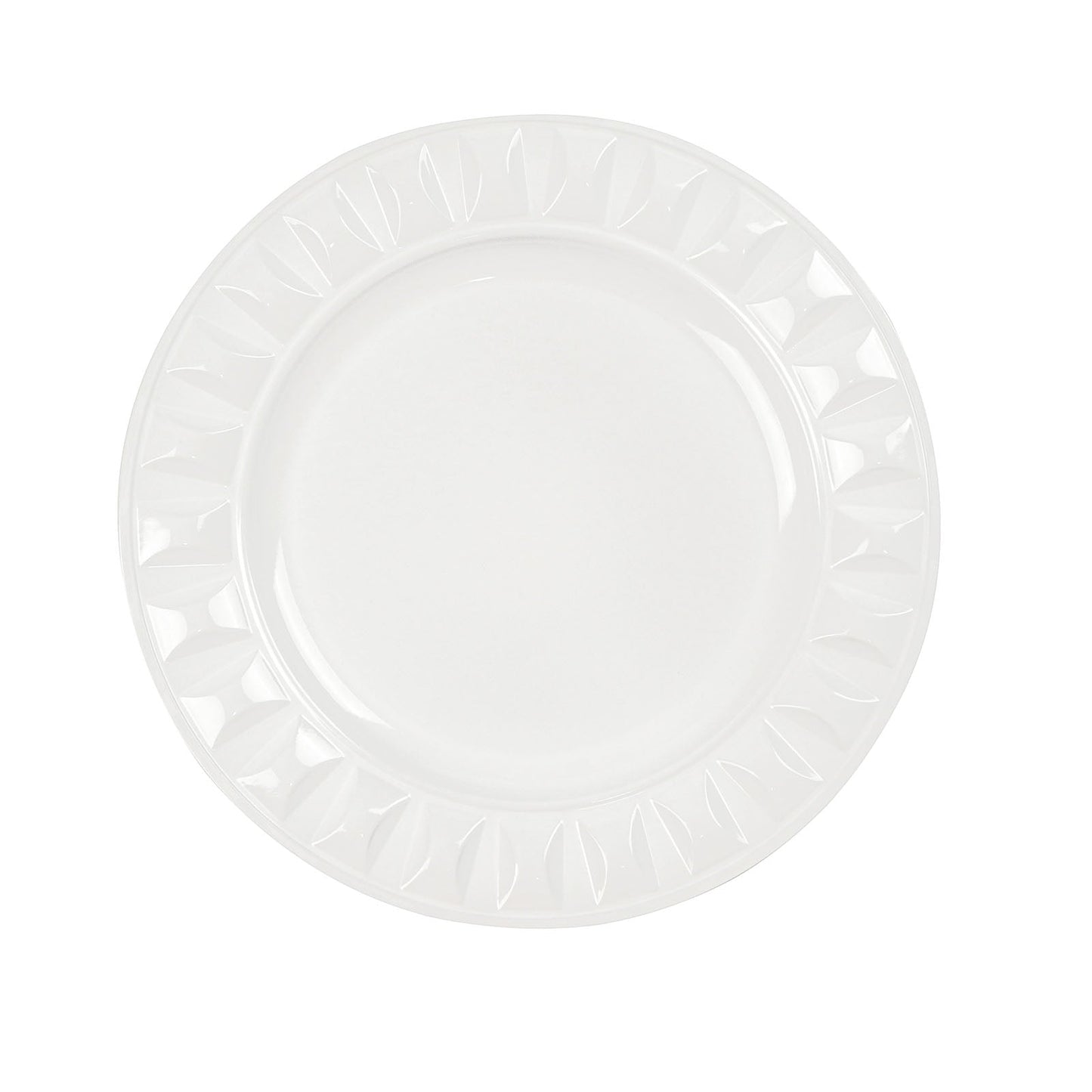 13 Inch White Bejeweled Rim Round Charger Plate With Plastic Material#whtbkgd