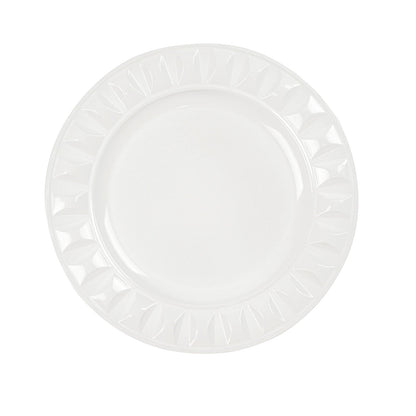 13 Inch White Bejeweled Rim Round Charger Plate With Plastic Material#whtbkgd