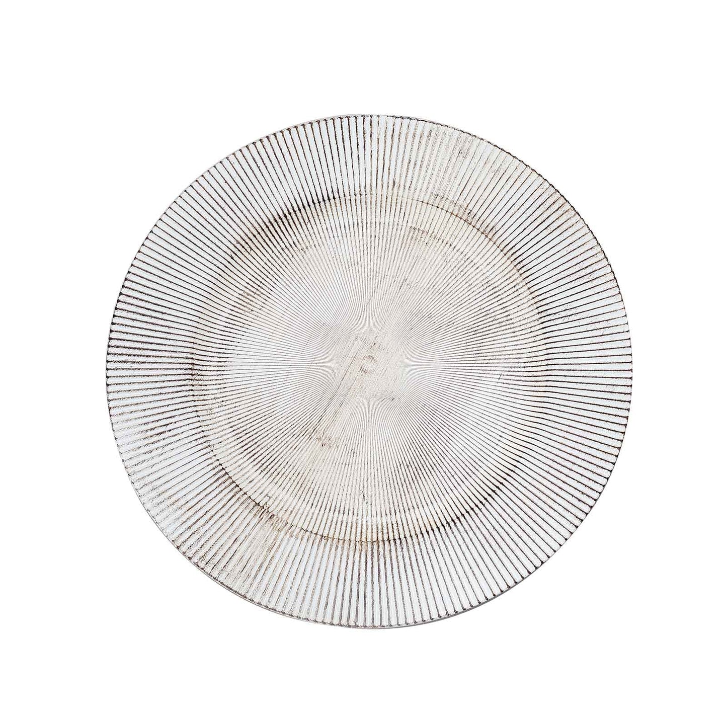6 Pack of 13 Inch White Washed Sunray Rim Disposable Serving Plates 