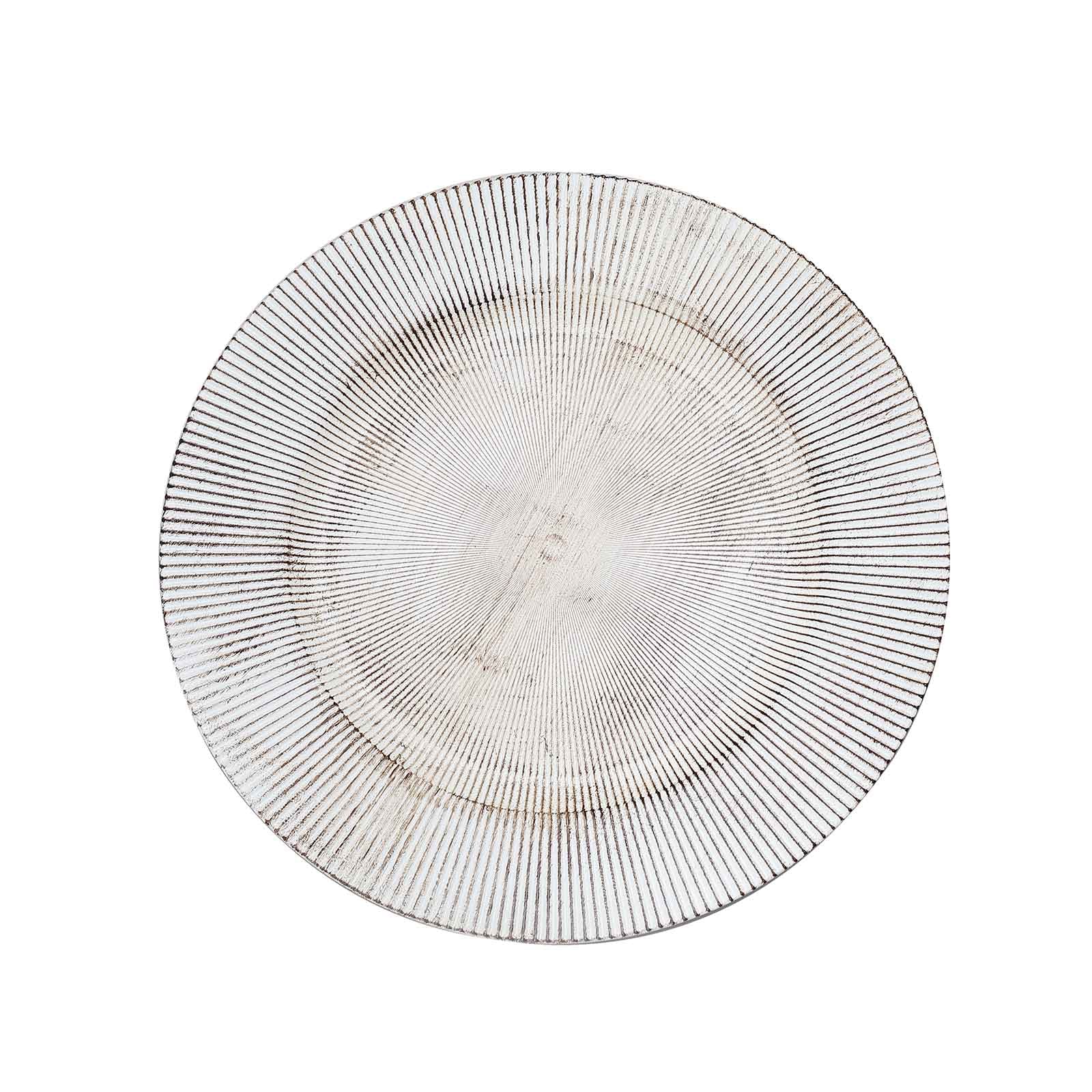 6 Pack of 13 Inch White Washed Sunray Rim Disposable Serving Plates 