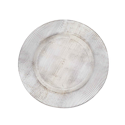 6 Pack of 13 Inch White Washed Sunray Rim Disposable Serving Plates 