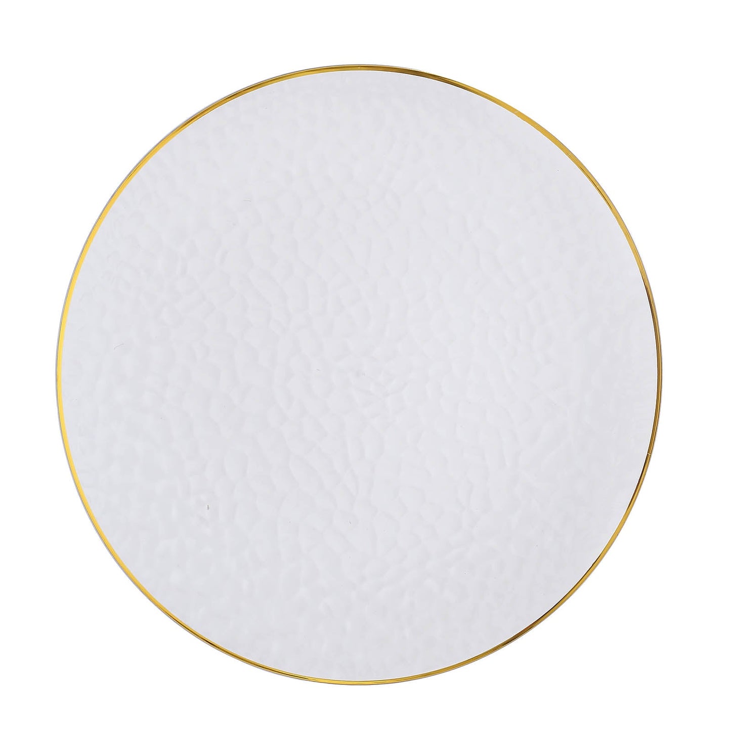 6 Pack | 13inch Clear With Gold Rim Hammered Plastic Charger Plates