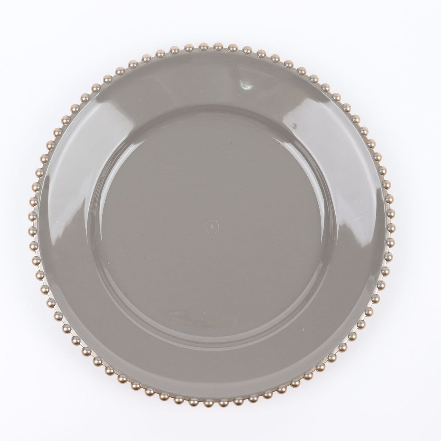 Pack of 6 Acrylic 12 Inch Charcoal Gray & Gold Beaded Rim Plastic Charger Plates