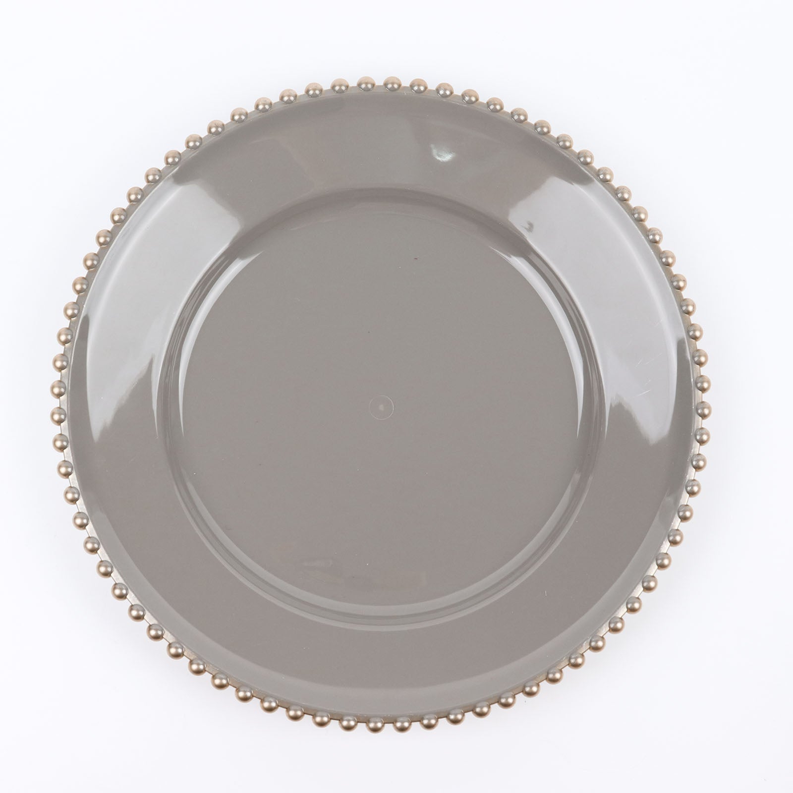 Pack of 6 Acrylic 12 Inch Charcoal Gray & Gold Beaded Rim Plastic Charger Plates