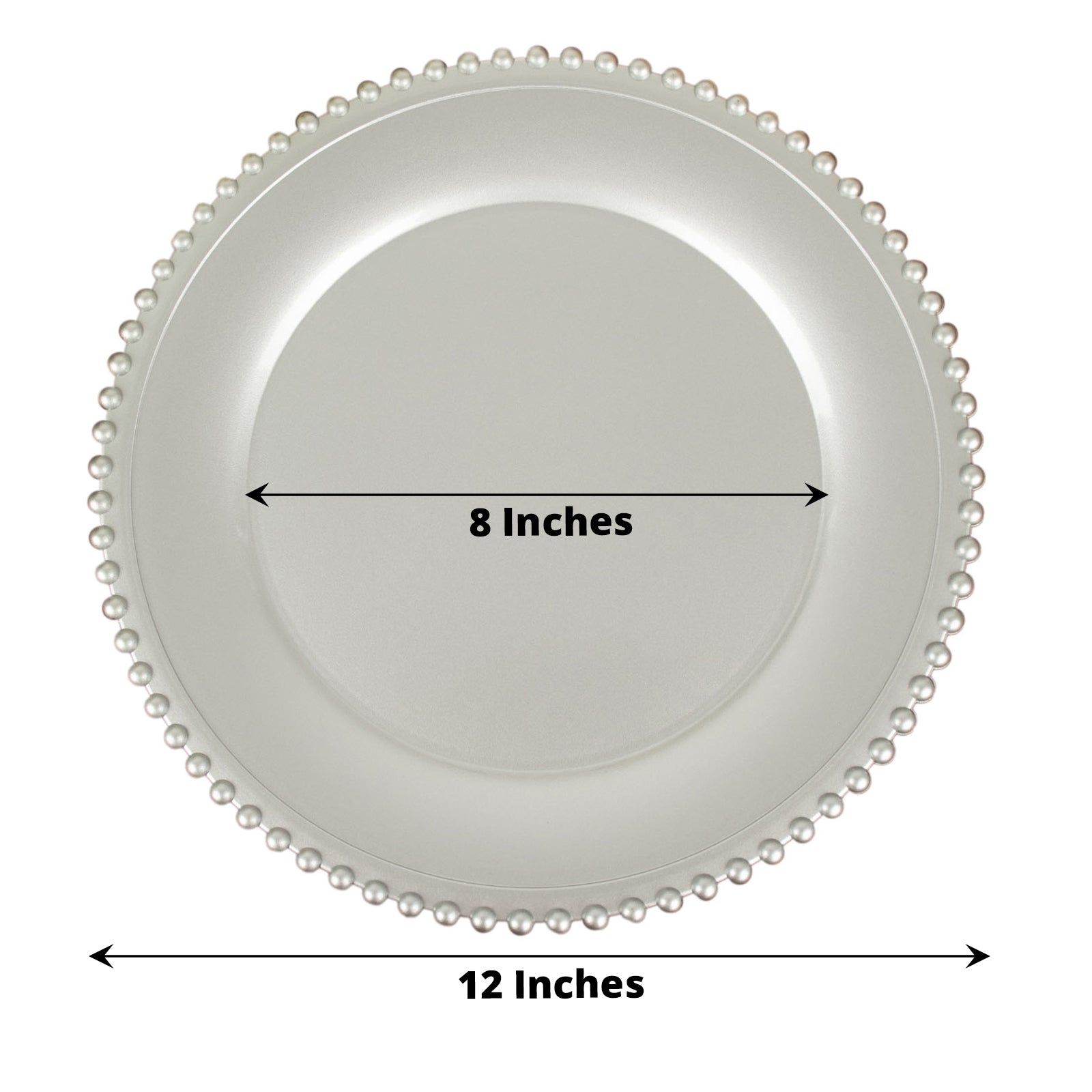 Silver Hard Plastic Plates With Beaded Rim Round Charger Plates In 12 Inch Size 
