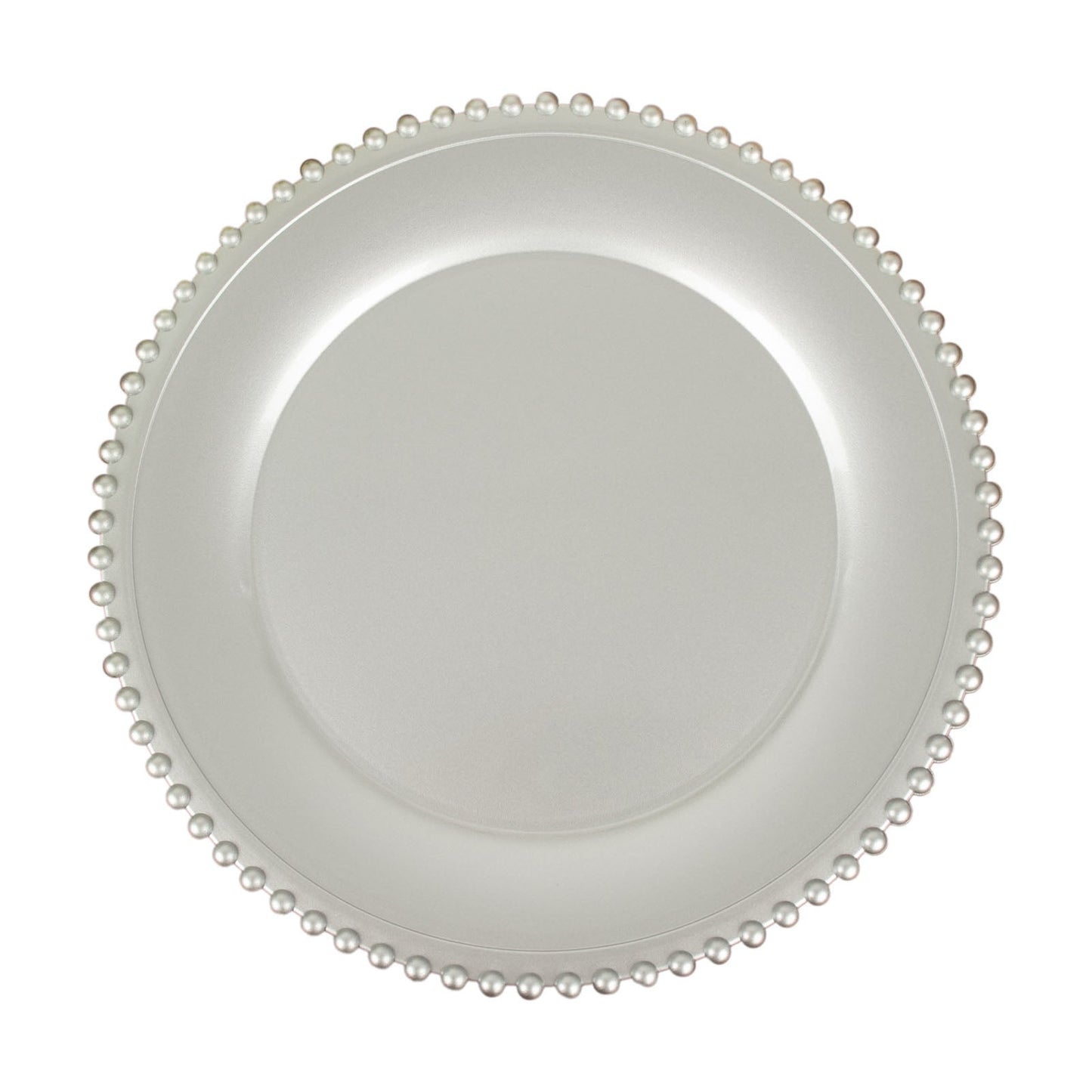 12 Inch Size Silver Beaded Rim Acrylic Plastic Charger Plates