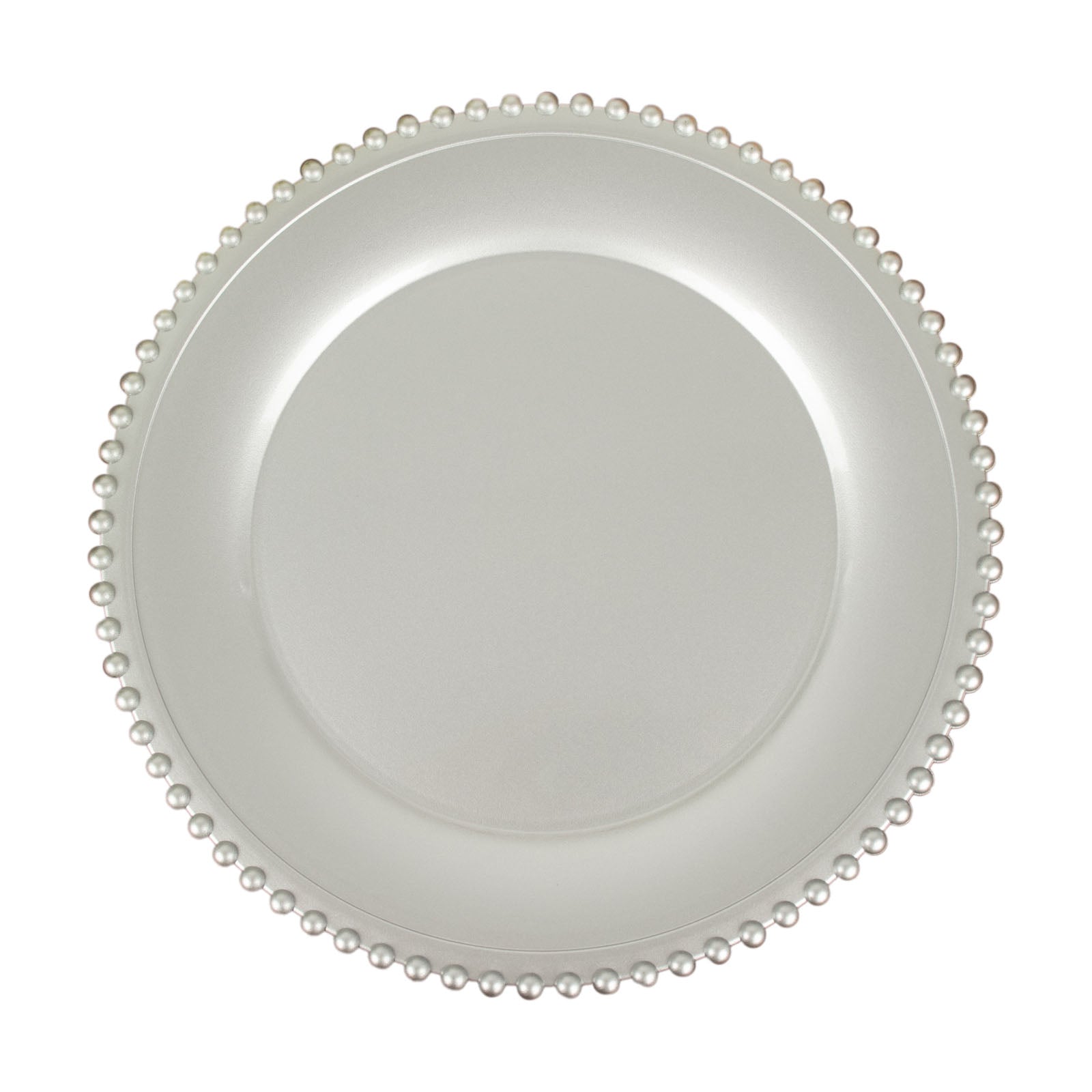 12 Inch Size Silver Beaded Rim Acrylic Plastic Charger Plates