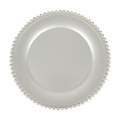 12 Inch Size Silver Beaded Rim Acrylic Plastic Charger Plates