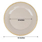6 Pack | 12inch Taupe / Gold Acrylic Plastic Beaded Rim Charger Plates