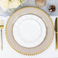 6 Pack | 12inch Taupe / Gold Acrylic Plastic Beaded Rim Charger Plates