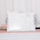 Antique white wash decorative acrylic serving tray with embossed rims.