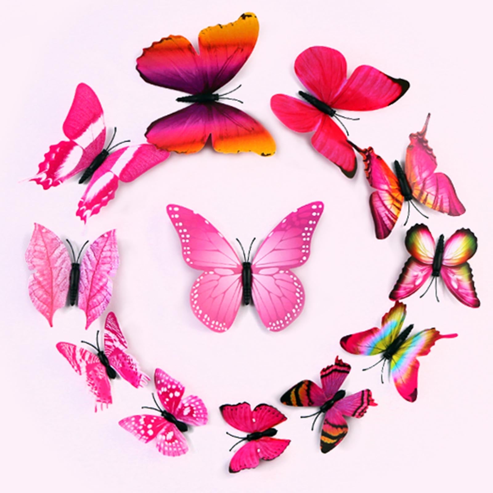 Pink 3D butterfly wall decals, perfect for DIY home decor.