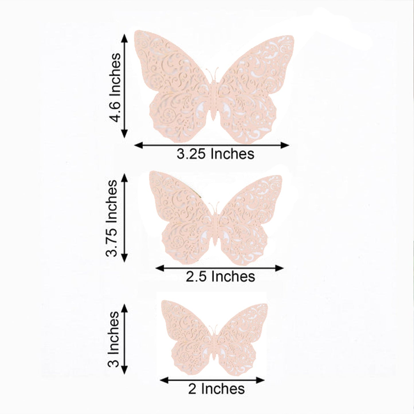 12 Pack Blush Butterfly Mural Decals 3D Removable DIY Decals Wall